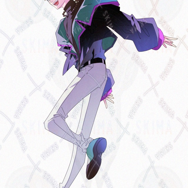 Image 2 of Modern Fantasy Orange-Haired Men's Jacket with Green and Purple Prayer Beads