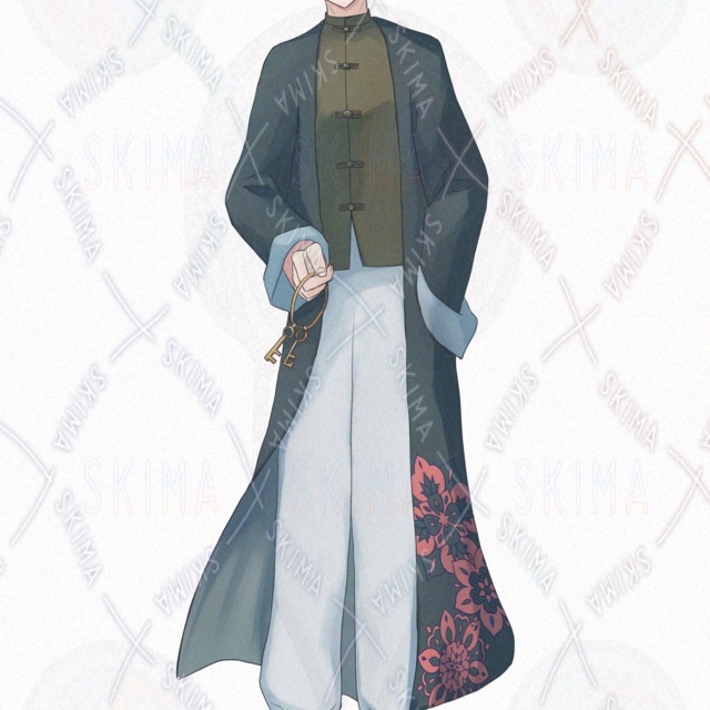 Image 6 of 10 Expressions: Man in Chinese-Style Outfit (Standing Illustration)