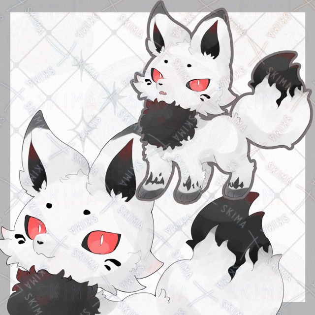 Image of Black-and-White Fox: 10 Expressions