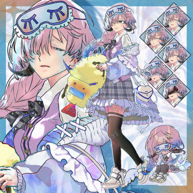 Image of SD+ Furry High School Girl Standing Illustration with 6 Expressions (Hidden Eyes) – One-Time Purchase