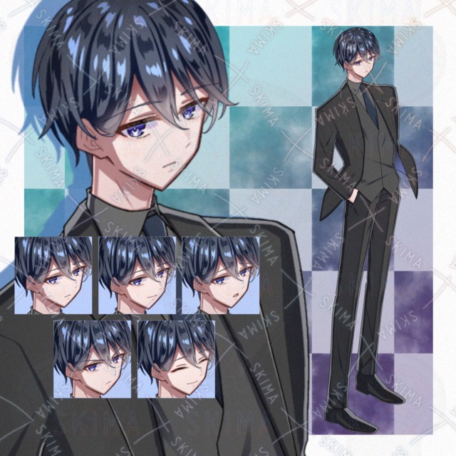 Image of 5 Expression Variations: Male Character Standing Illustration