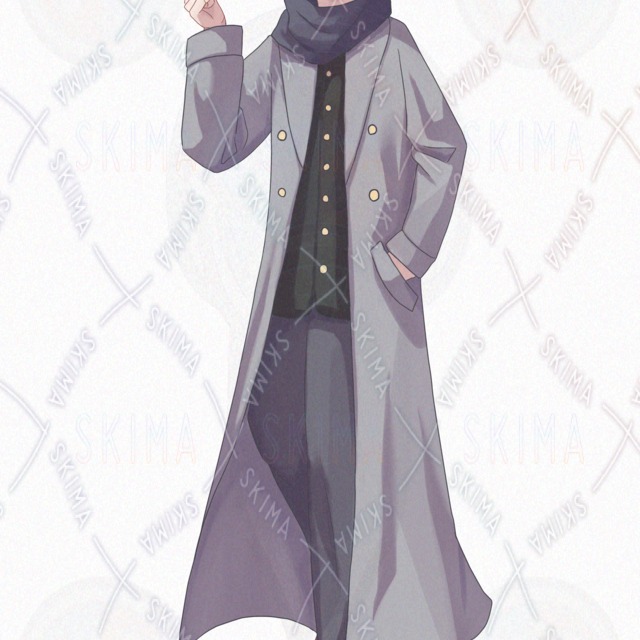 Image 11 of 10 Expressions: Man in a Long Coat (Standing Illustration)