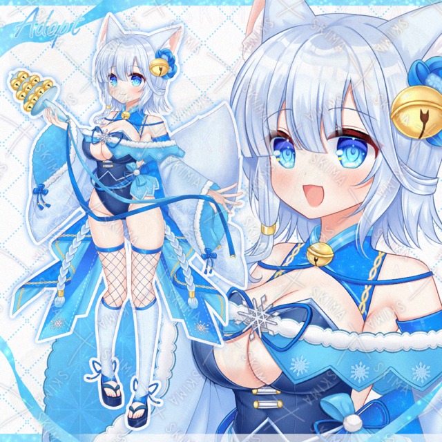 Image of Snow Fox Shrine Maiden with Kagura Bell (Facial Expressions & Decorative Parts)