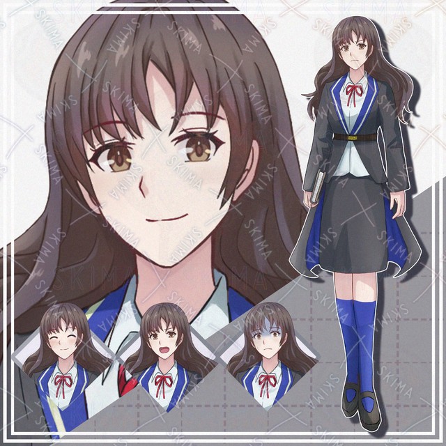 Image of 10 Expressions: Woman with Brown Hair in a Suit (Standing Illustration)