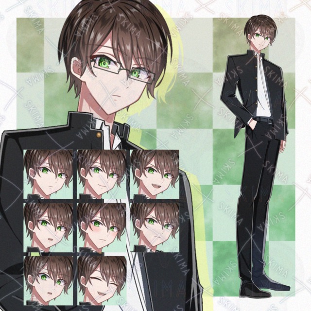 Image of 8 Facial Expressions + Removable Glasses – Male Standing Character