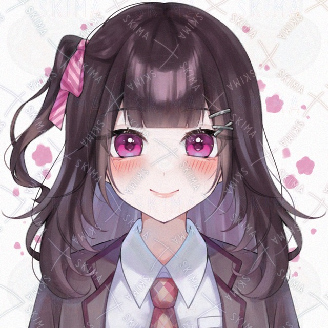 Image of Cute Schoolgirl – Dark Brown Hair × Pink Eyes – Transparent PNG