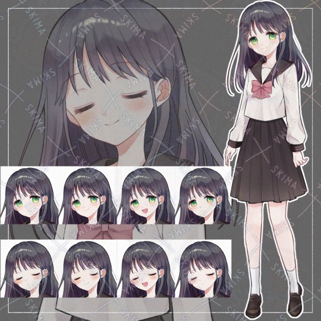 Image of 4 Facial Expressions + Closed Eyes opt-01 (Full Body)