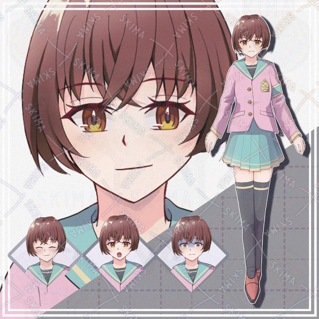 Image of 10 Expressions: Girl in a Pink Uniform (Standing Illustration)