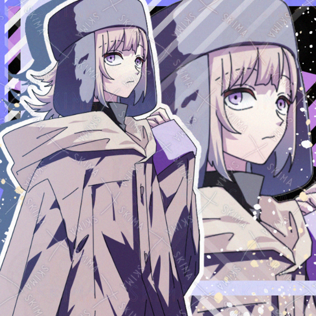 コート　男性　現代ファンタジー　紫　帽子