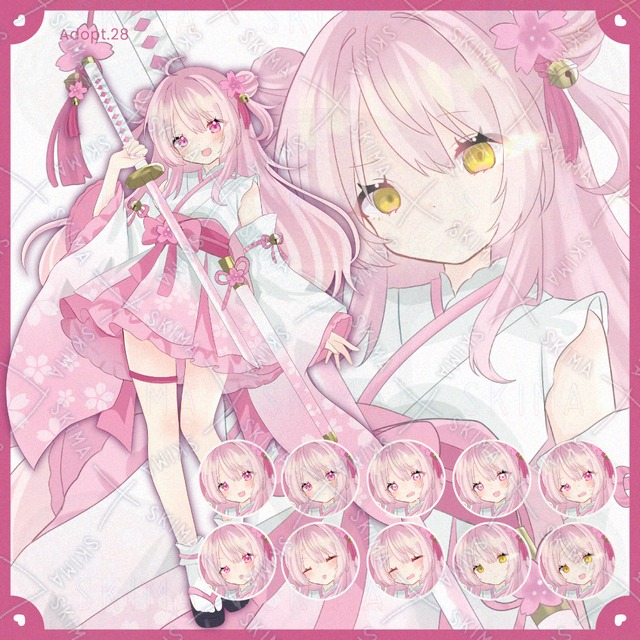 【表情差分10種】桜モチーフの剣士【Adopt.28】