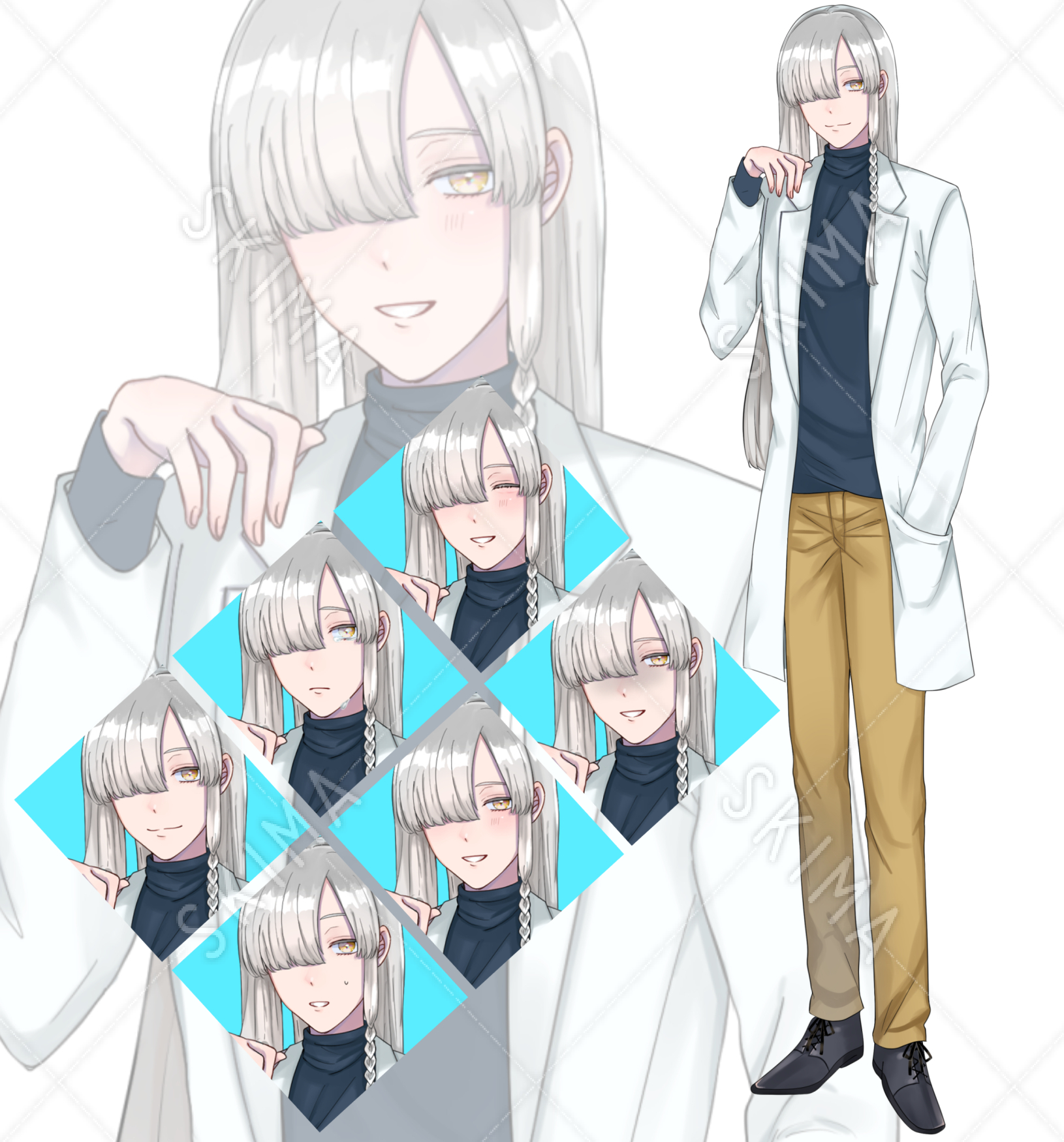 表情6種 ミステリアスな白衣男性 スキマ スキルのオーダーメイドマーケット Skima