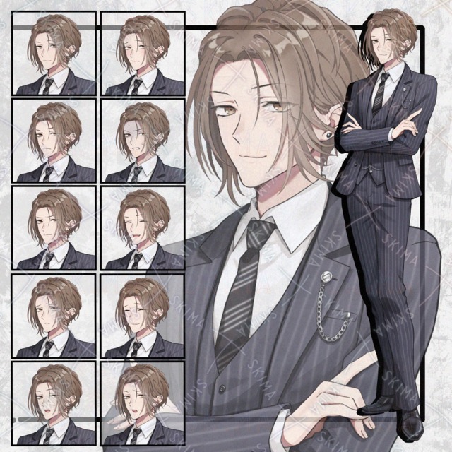 スーツの男性立ち絵　表情10種