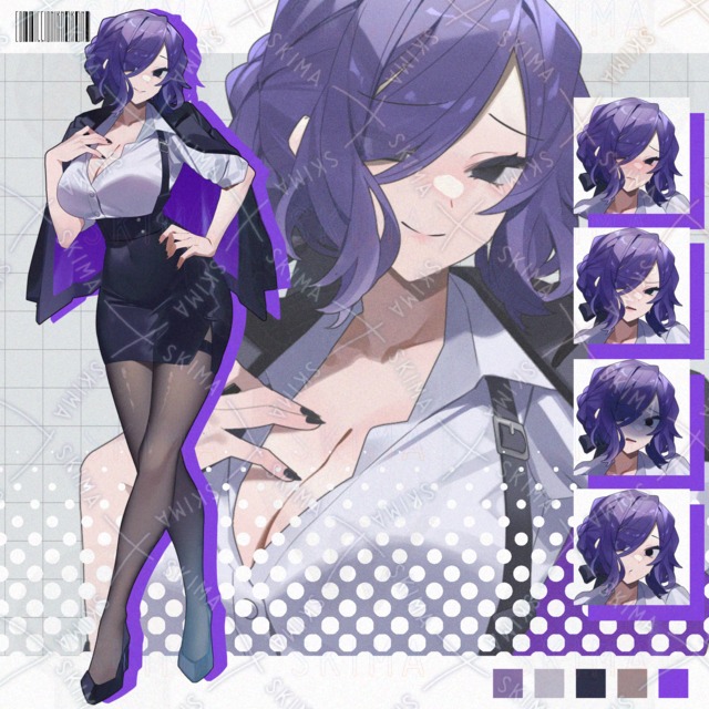 Image of 8 Facial Expressions + Jacket Variations: Seductive Deep-Set Eyes Character