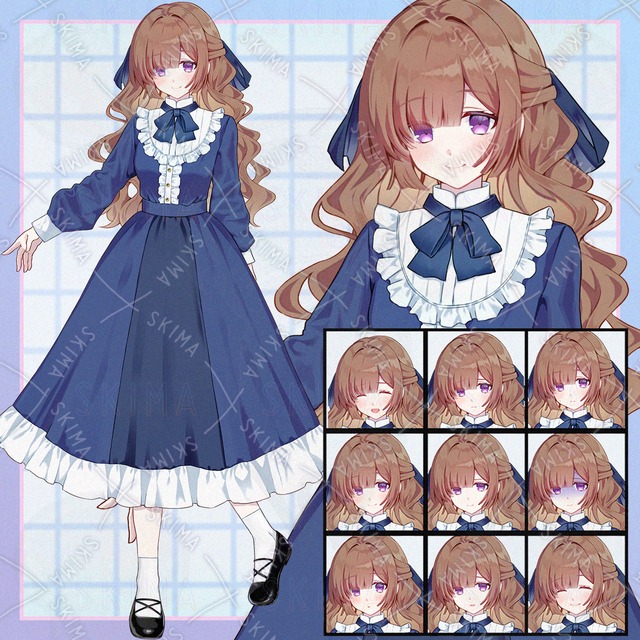 Image of Girl in Antique Dress: 9 Expressions