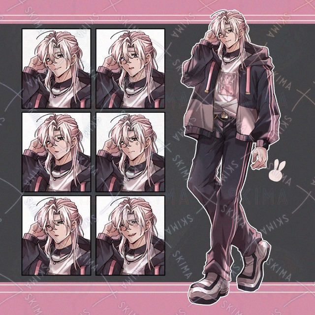 Image of Pink × Black Jersey Male Standing Illustration