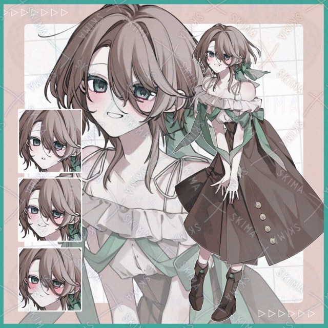 Image of Chocolate-Mint Girl – 6 Expression Variations