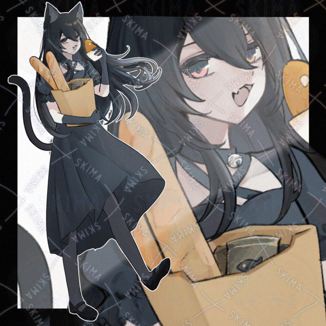 食べ歩き黒猫(表情1種)