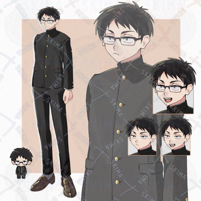 黒髪短髪でメガネをかけた男性