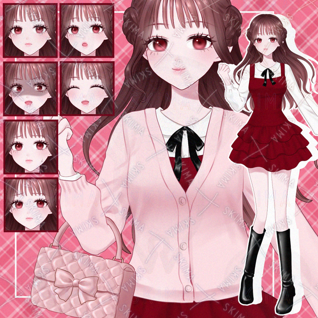 【表情８種】フリルミニの女の子【着せ替え素材あり】