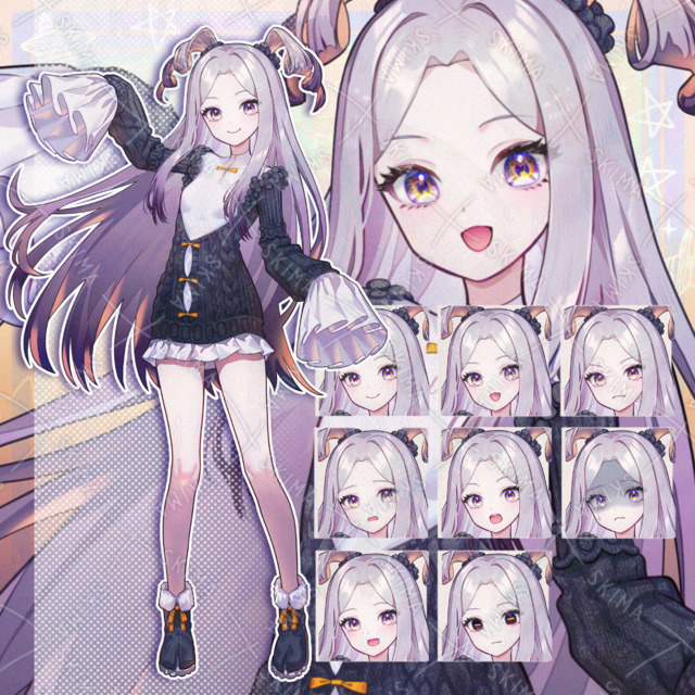 【表情8種】黒山羊ハロウィン風の女の子