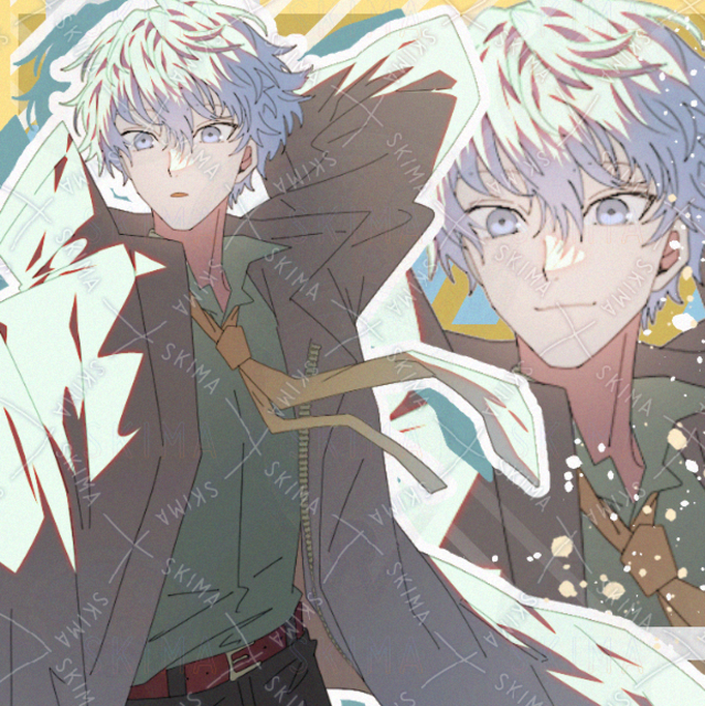 差分あり　スーツ　男性　現代ファンタジー　銀髪　ジャケット