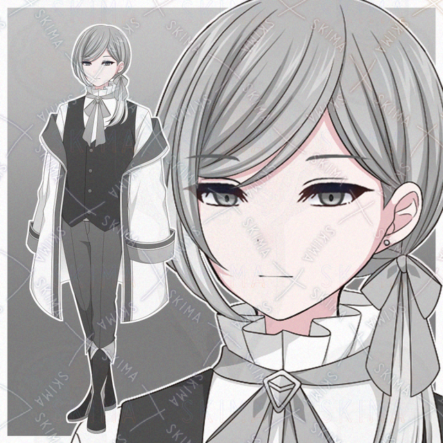 白と黒の貴族風の青年【表情差分10種】