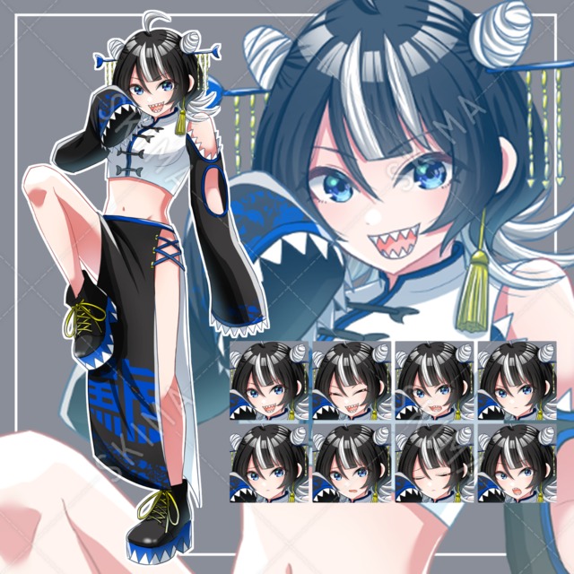 シャチ系チャイナ服の女の子【表情８種】