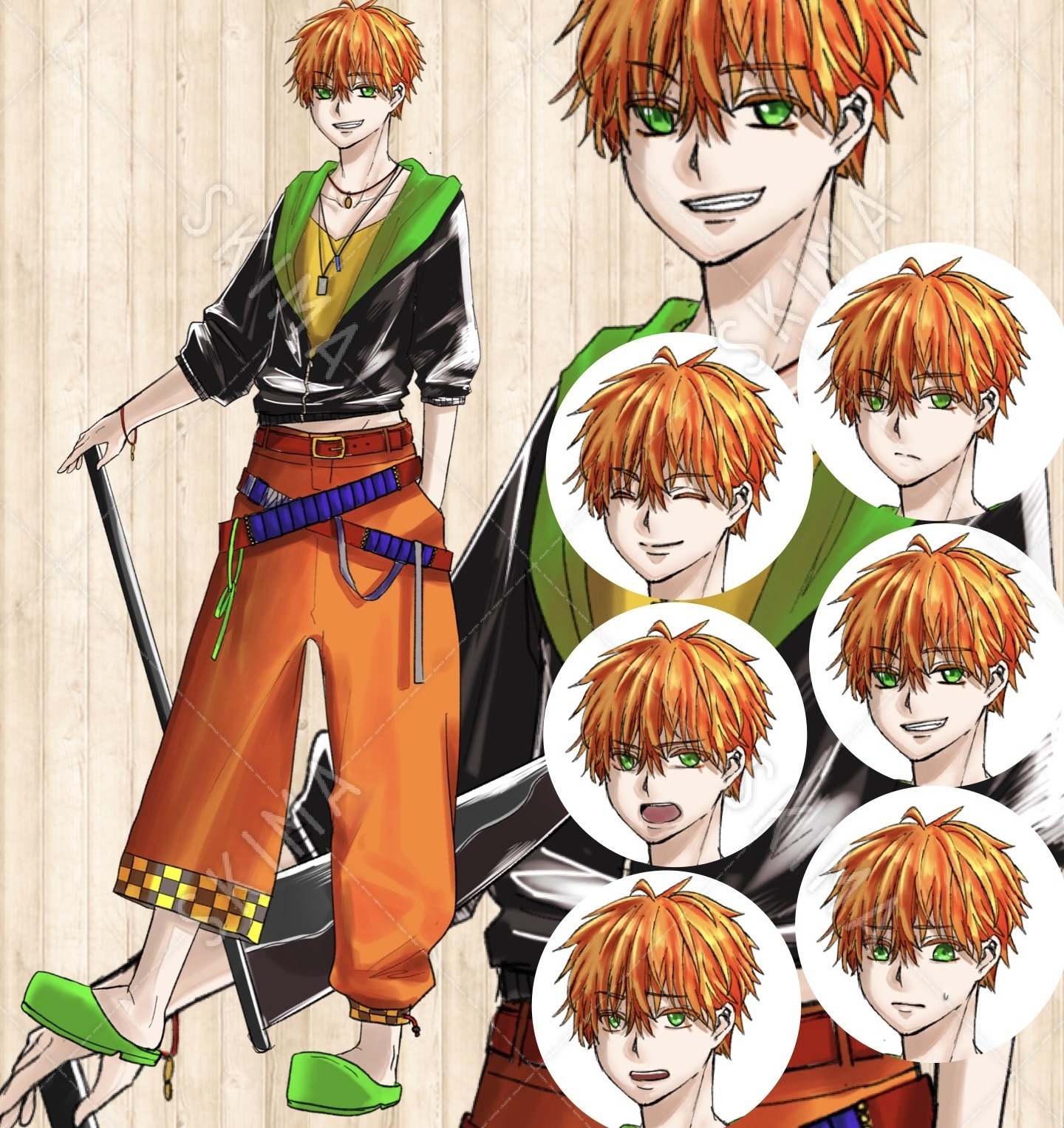 オレンジ髪の少年 表情差分6種 鎌 スキマ スキルのオーダーメイドマーケット Skima