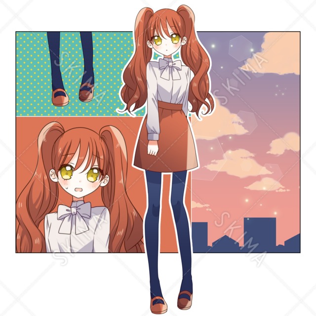 ツインテールの女の子【表情3種】