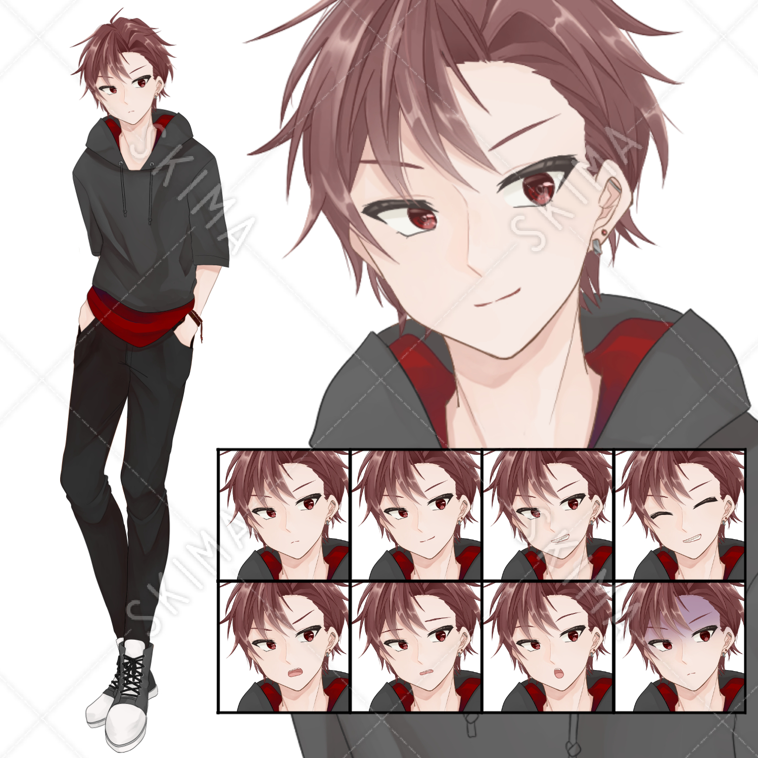 表情8種 ヤンキー風の赤髪男子 スキマ スキルのオーダーメイドマーケット Skima