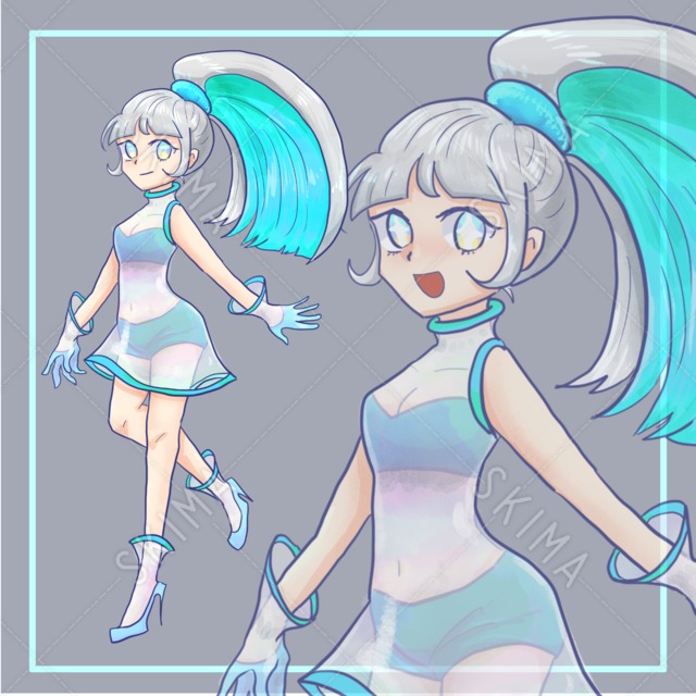 サイバーな女の子【表情6種】