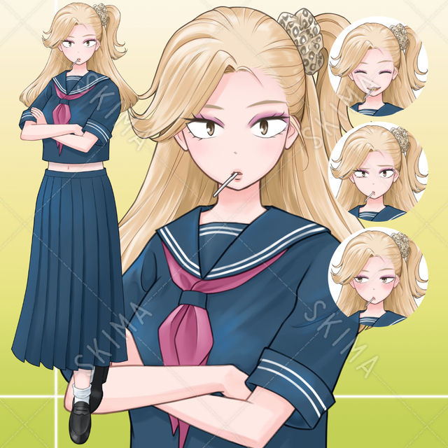 80年代風ヤンキー女子高生【差分3種】