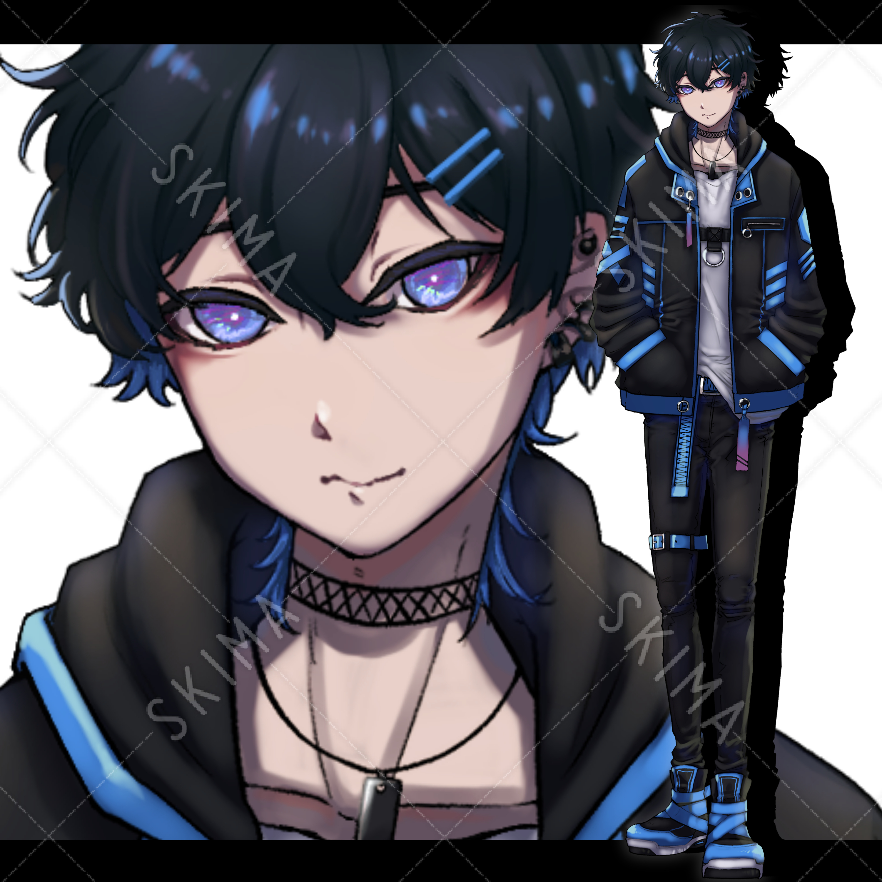 サイバーパンク風の男性 表情6種 スキマ スキルのオーダーメイドマーケット Skima