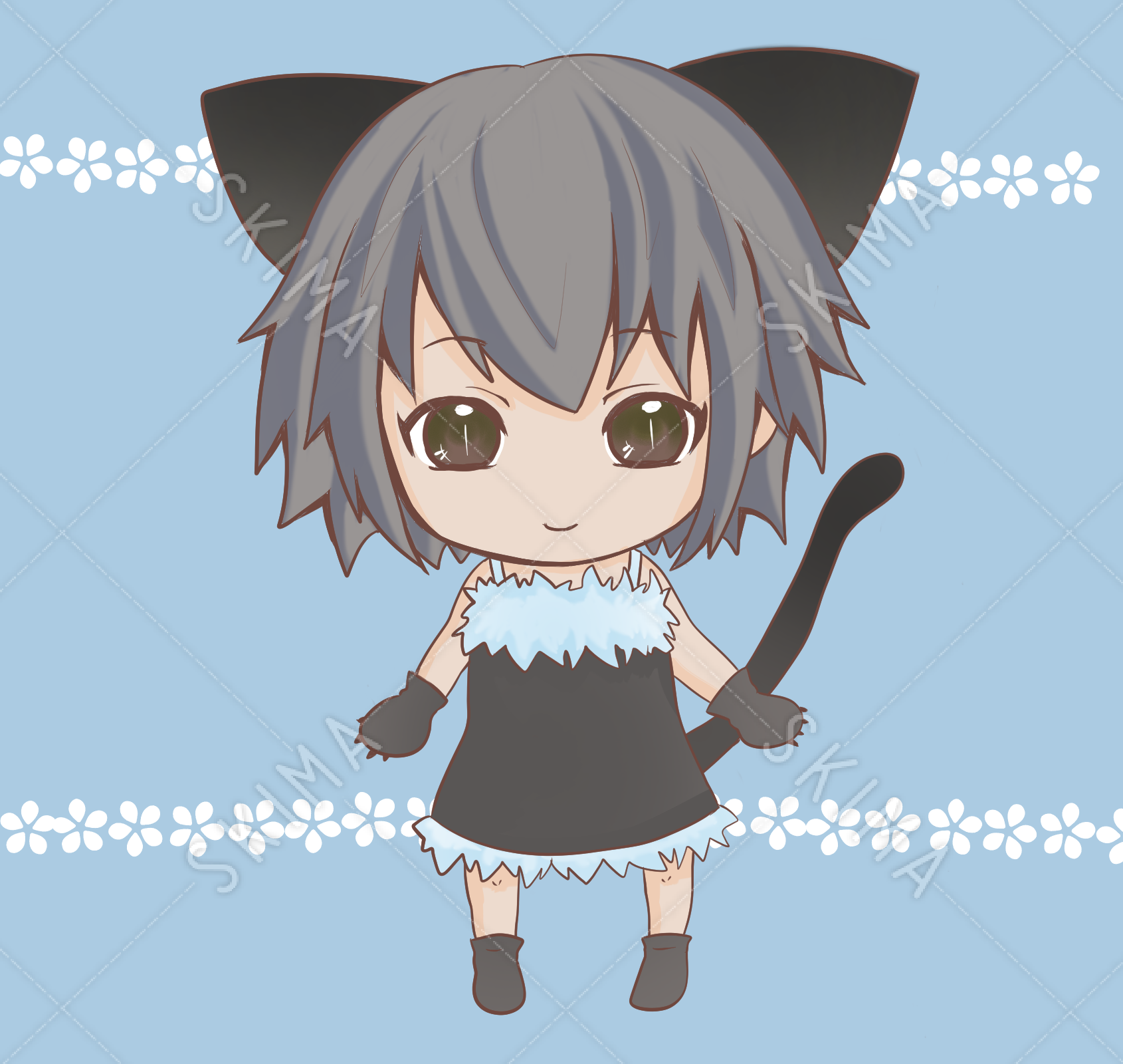 7.ミニミニ黒猫(背景透過済データ有)