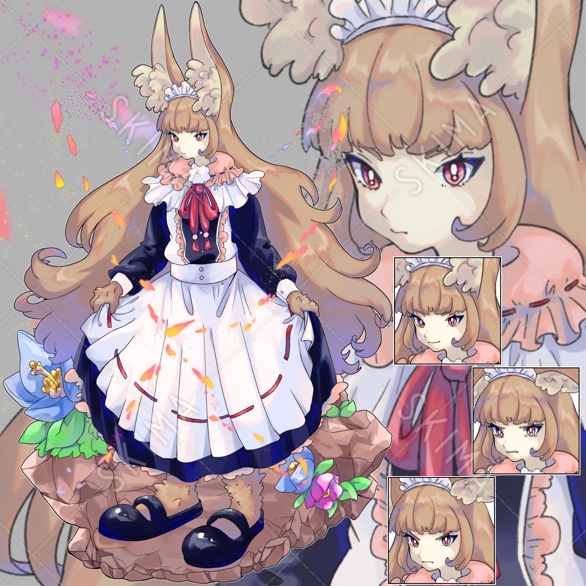 【表情差分4種+プチ背景+エフェクト付き】メイドうさぎ