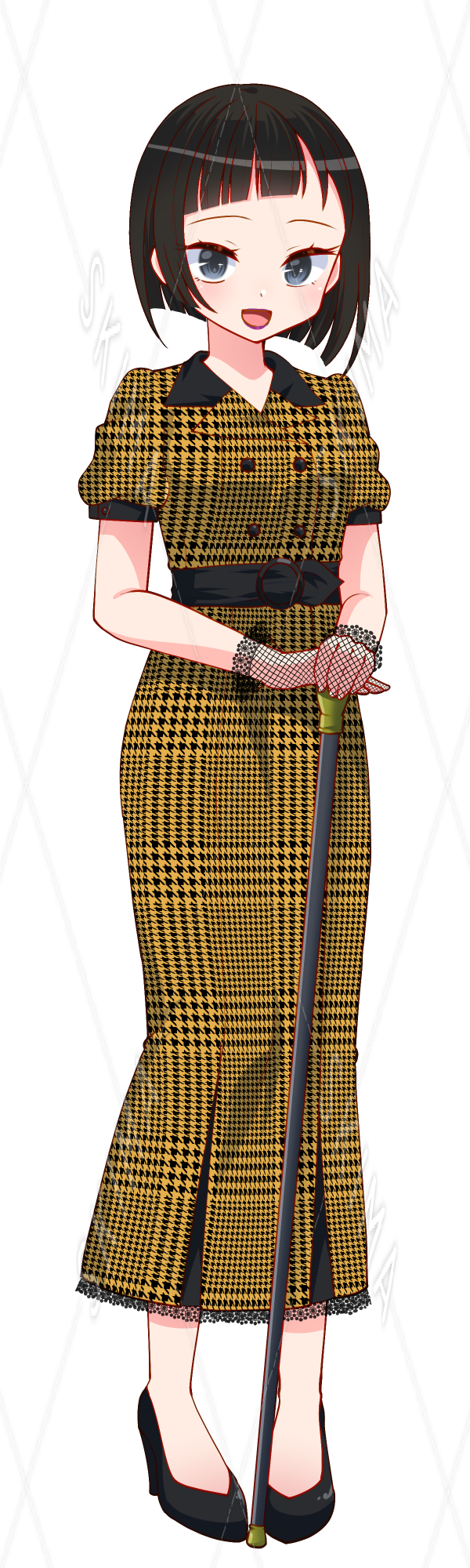 ステッキモダンガール 表情５種 帽子着脱差分 スキマ スキルのオーダーメイドマーケット Skima