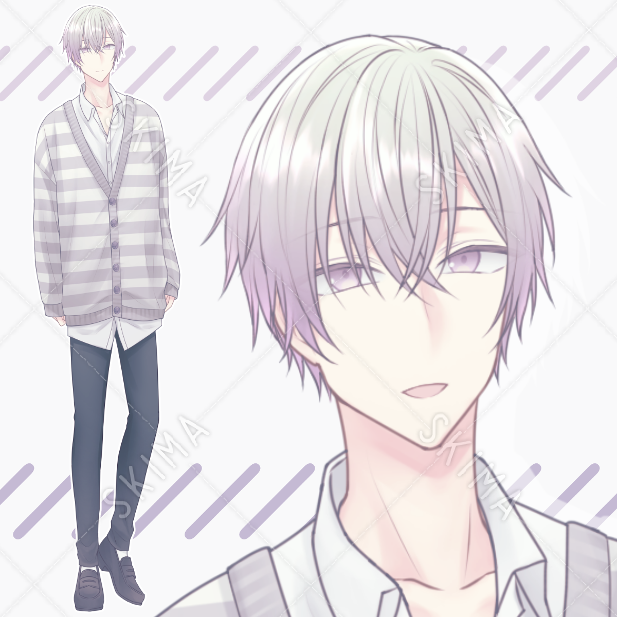 表情10種 ボーダーカーディガン 色素の薄い男子学生 スキマ スキルのオーダーメイドマーケット Skima