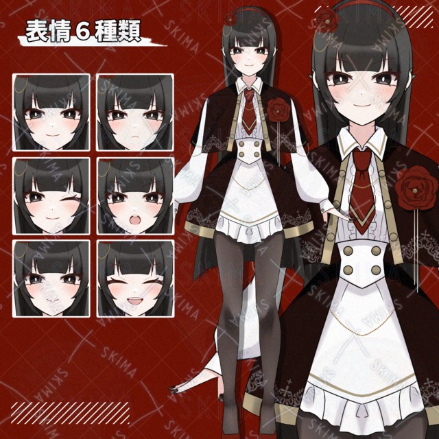 軍服ロリータ衣装の女の子【表情差分6種】