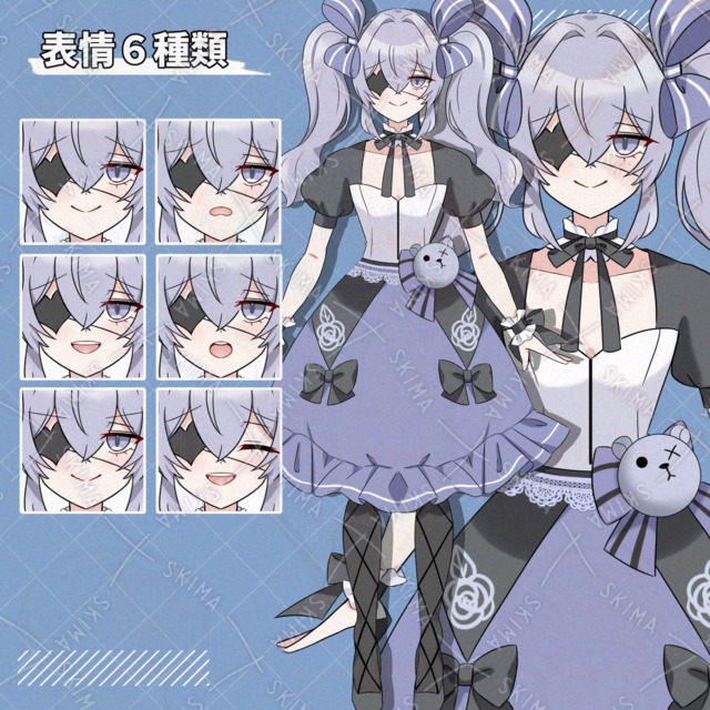 ゴスロリ衣装の女の子【表情差分6種】