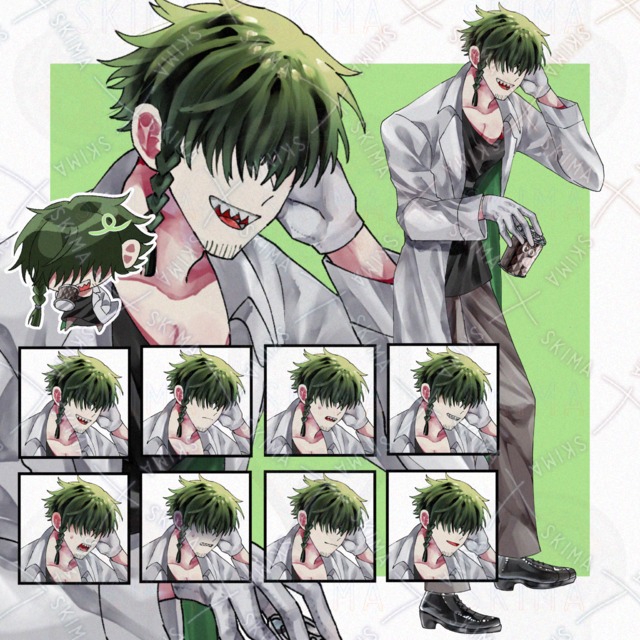 【表情8種+ミニキャラ】Adopt：白衣を来た前髪の長い男性