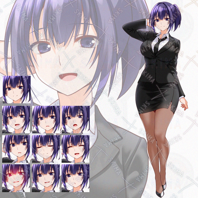 【表情１０種】スーツショートポニテ女性