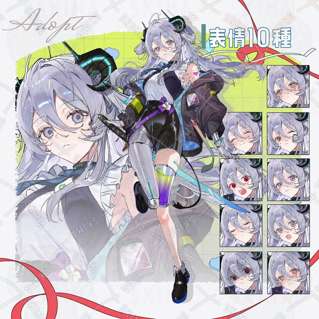 すこしメカの女の子立ち絵【表情10種】
