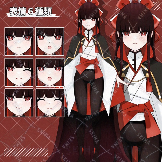 和風衣装の女の子【表情差分6種】