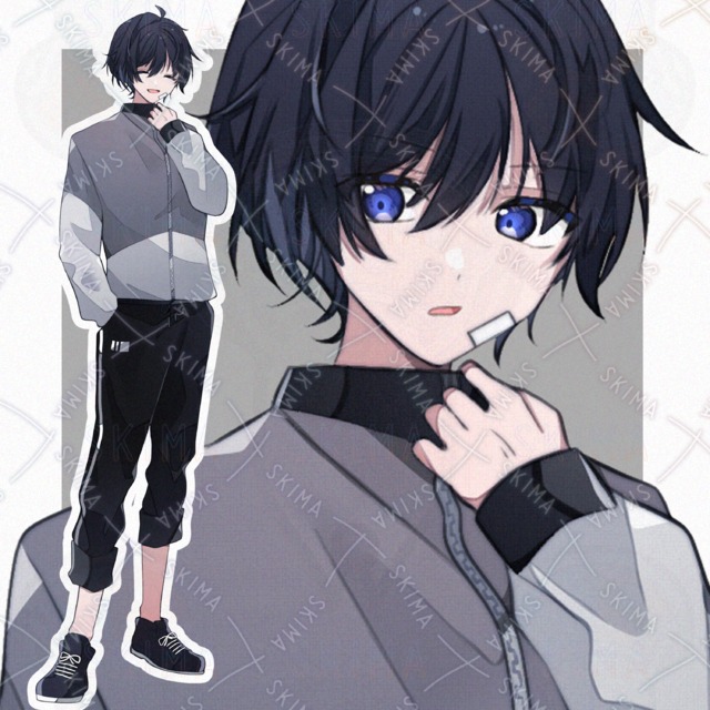 黒髪ジャージの青年【全身立ち絵・表情7種 】