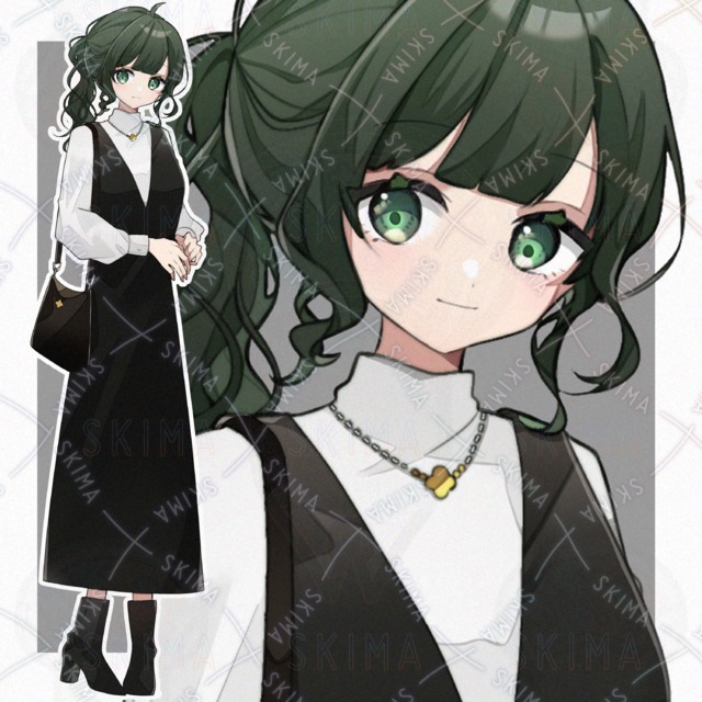 ポニーテール私服の少女【全身立ち絵・表情7種 】