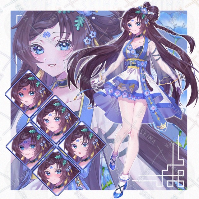 漢服風の女の子【表情差分7種】