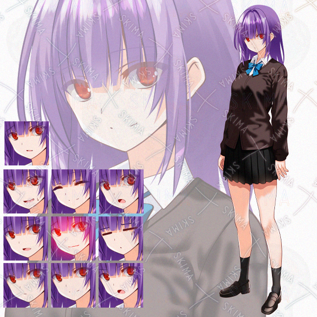 【表情１０種】紫髪少女