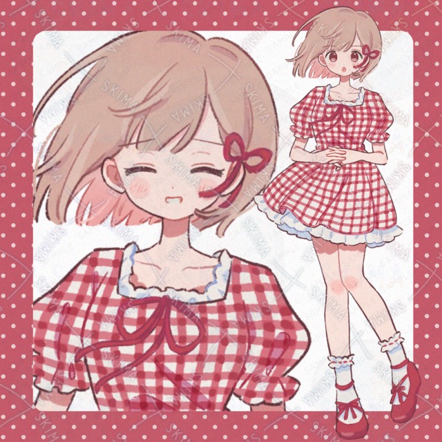 赤いリボンの女の子【表情6種】