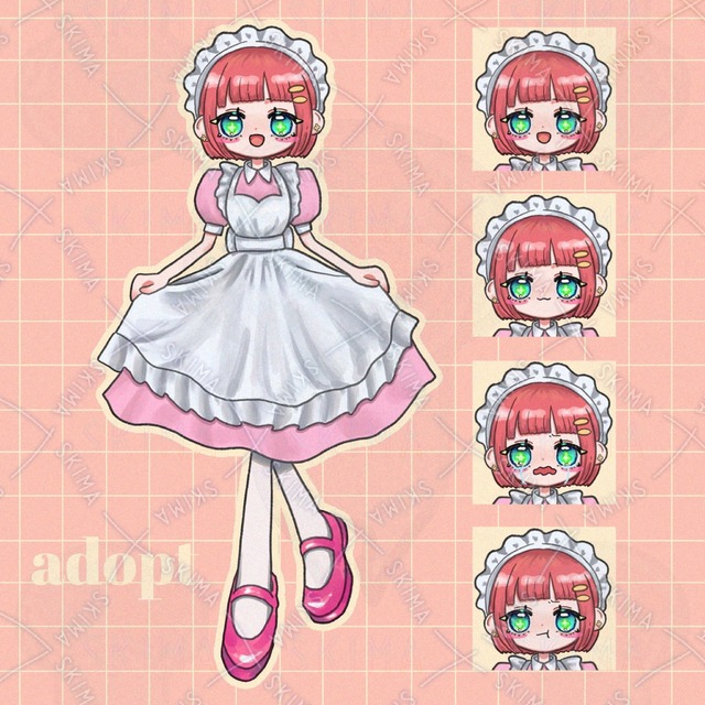 メイド服の女の子【表情差分4種類】