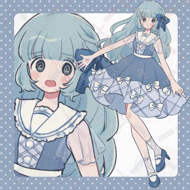 青いリボンの女の子【表情6種】